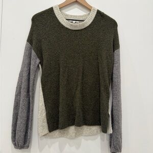 Madewell Olive, Gray, and Cream Colorblock Sweatshirt